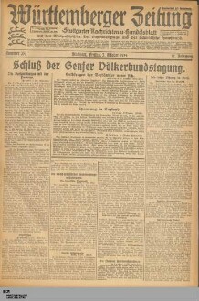 Württemberger Zeitung : das nationalsozialistische Morgenblatt in Stuttgart : WLZ, Württembergische Landeszeitung