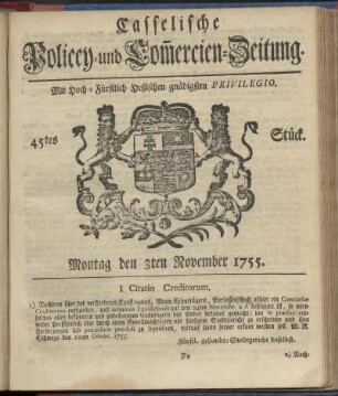 45tes Stueck, Montag den 3ten November 1755