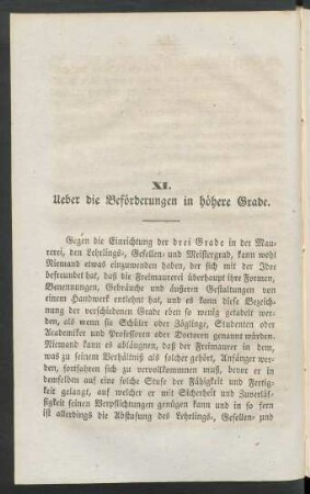 XI. Ueber die Beförderungen in höhere Grade.