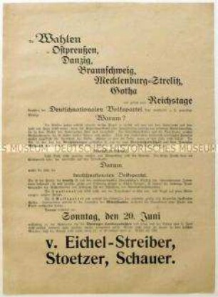 Aufruf der Deutschnationalen Volkspartei zur thüringischen Landtagswahl 1920