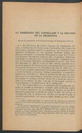 La enseñanza del castellano y la reforma de la gramática