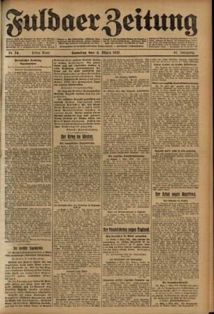 Erste Ausgabe vom Samstag, den 06. März 1915.