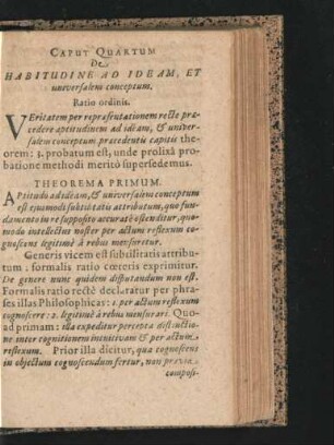 Caput Quartum. De Habitudine Ad Ideam, Et universalem conceptum.