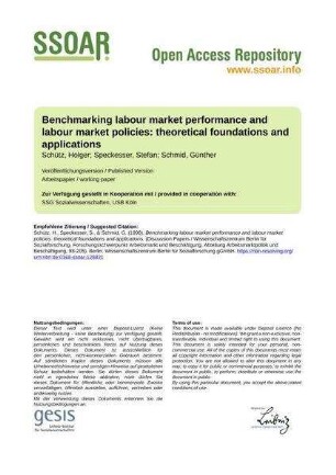 Benchmarking labour market performance and labour market policies: theoretical foundations and applications