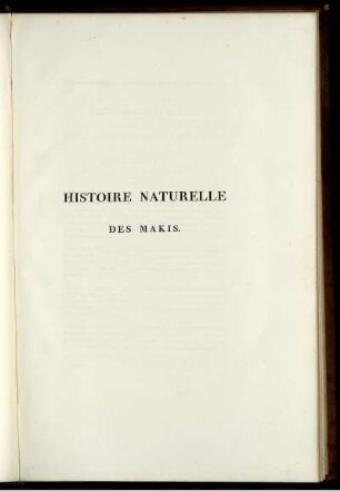 Histoire Naturelle Des Makis.