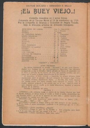 1919008800: ¡El buey viejo..! : comedia dramática en tres actos breves