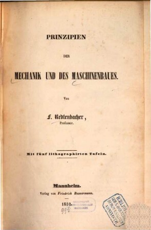 Prinzipien der Mechanik und des Maschinenbaues