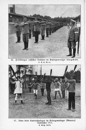 46. Freiübungen russischer Soldaten im Gefangenenlager Königsbrück.