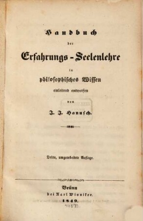 Handbuch der Erfahrungs-Seelenlehre