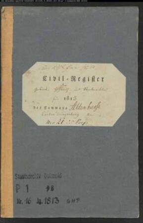 Zivilstandsregister der katholischen Gemeinde Altenheerse, Kreis Warburg (1813) (Gemeinde: Katholische Gemeinde Altenheerse, Kreis Warburg)