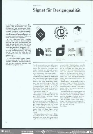 Wettbewerb: Signet für Designqualität : Designauszeichnungen der DDR