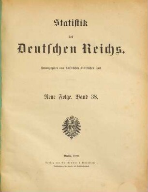 Statistik der Krankenversicherung der Arbeiter : im Jahre .... 38 = 1887 (1889)