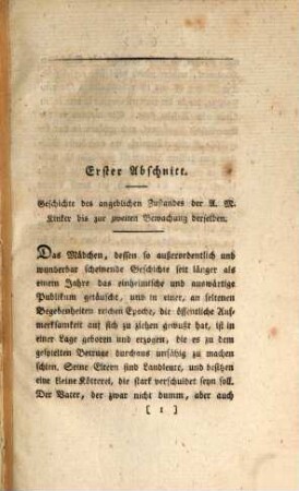 Authentische aktenmäßige Erzählung der Betrügerei eines angeblichen Wundermädchens im Hochstift Osnabrück, das seit zwei Jahren ohne Speisen und Getränke gelebt haben wollte