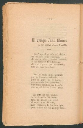 El guapo Juan Blanco : A mi amigo Juan Tavella