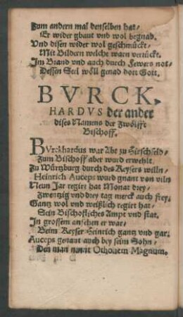 Burckhardus der ander dises Namens der Zwölfft Bischoff.