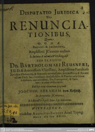 Disputatio de renunciationibus