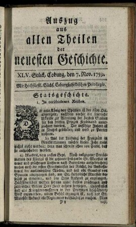 XLV. Stück, Coburg, den 7. Nov. 1759.