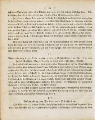 II. Vereinigung der früher unter mehrere Stadtämter vertheilt ...