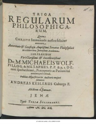 Triga Regularum Philosophicarum
