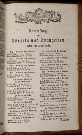 Anweisung der Episteln und Evangelien durch das ganze Jahr.