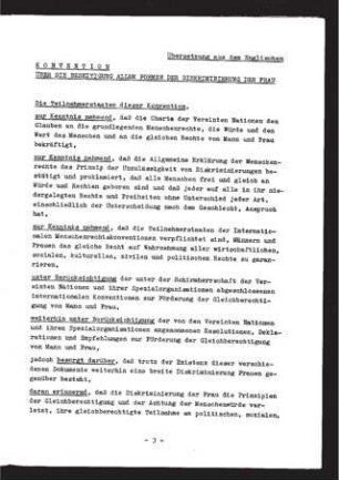 Konvention über die Beseitigung aller Formen der Diskriminierung der Frau
