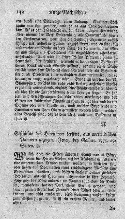 Geschichte des Herrn von Lersons, aus unterirdischen Papieren gezogen.