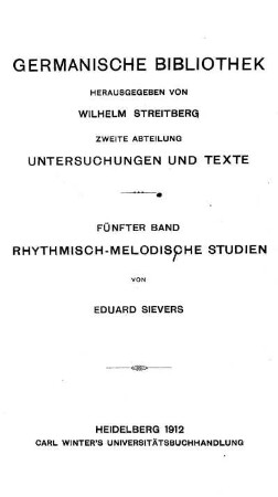 Rhythmisch-melodische Studien. Vorträge und Aufsätze