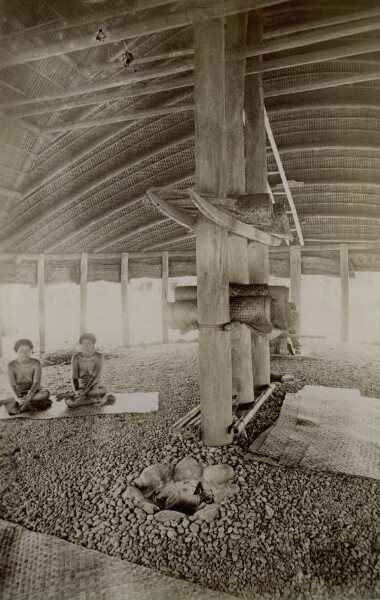 "Interior of a Samoa house."