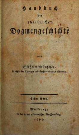 Handbuch der christlichen Dogmengeschichte, 1