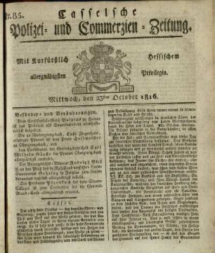 Nr. 85, Mittwoch, den 23sten October 1816