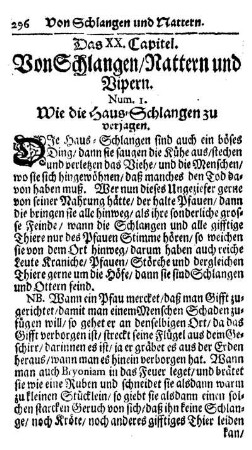 Das XX. Capitel. Von Schlangen, Nattern und Vipern.