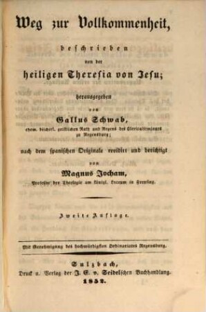 Die sämmtlichen Schriften der heiligen Theresia von Jesu, 3. Weg zur Vollkommenheit