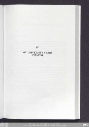 IV My University Years 1950-1954