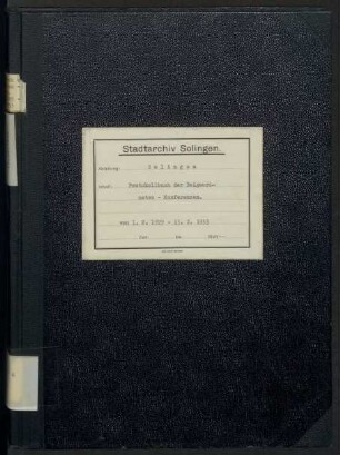 Solingen: Beigeordnetenkonferenz 1929-1933