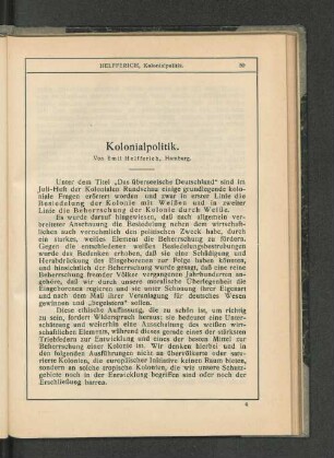 Kolonialpolitik.