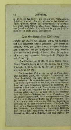 Das Großherzogthum Meklenburg