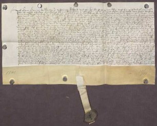 Gültverschreibung des Hans Hamma, Müller zu Ispringen, über 20 Gulden Hauptgut, für das er jährlich einen Gulden an das Frauenkloster zu Pforzheim zahlt.