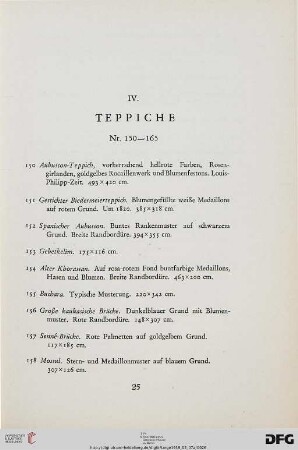 IV. Teppiche (Nr. 150-165)