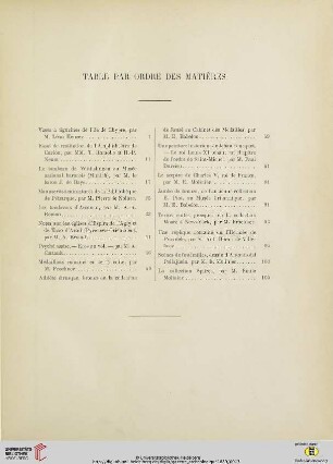 Table par ordre des matières