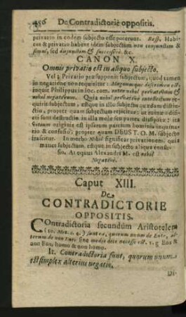 Caput XIII. De Contradictorie Oppositis.