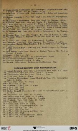 Schwalbachtaler und Reichsmünzen (Nr. 994-1215)