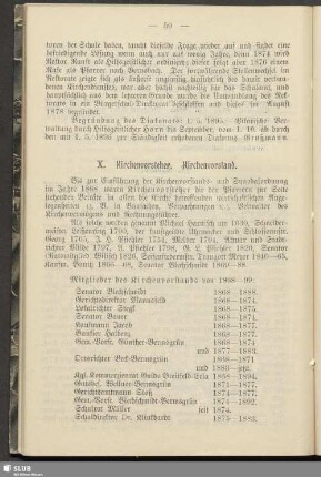 X. Kirchenvorsteher. Kirchenvorstand