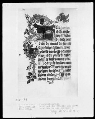 Gebetbuch der Prinzessin Sibylla von Kleve — Initiale H mit anschließender Ranke, Folio 207verso