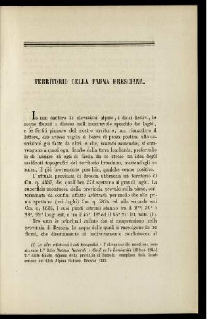 Territorio Della Fauna Bresciana.