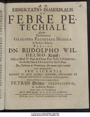 Dissertatio Inauguralis De Febre Petechiali