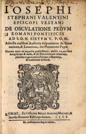De osculatione pedum Romani Pontificis