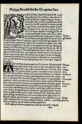 Philippi Beroaldi libellus De optimo statu.