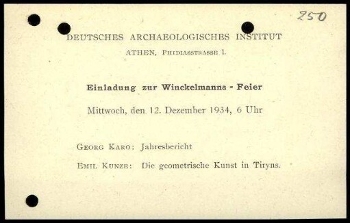 Einladung zur Winckelmannsfeier