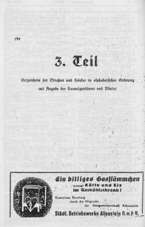 3.Teil: Straßenverzeichnis