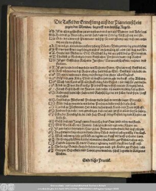 Die Taffel der Erwehlung auß der Planeten schein gegen den Monden/ begrieffen in dreissig Regeln.